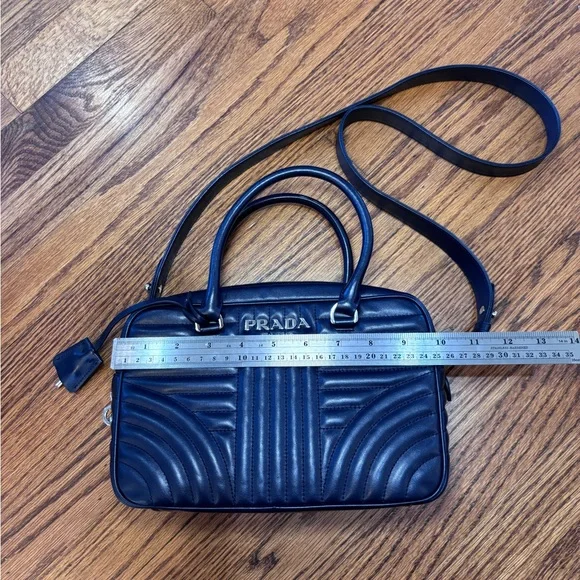 Prada Diagramme Baltic navy blue purse crossbody designer authentic bag - Picture 3 of 12